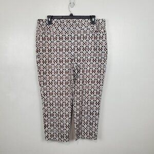 Chico's Brown White Aztec Print Pull-On Crop Pants With Pockets Size 3.5, US 18